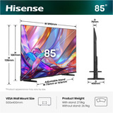 Hisense 85E7S 85" 4K Ultra HD TV QLED Noir, 2,16 m (85"), 3840 x 2160 pixels, QLED, Smart TV, Wifi, Noir