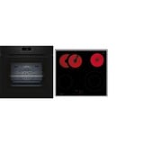 Neff B2CCJ7AK3 + T16SBN1L0 set d'appareils de cuisine Céramique Four électrique, Ensemble four Noir/en acier inoxydable, Céramique, 4 zone(s), Verre-céramique, Noir, Tactile, 58,3 cm