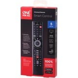 One for all Smart Control 5 télécommande IR Wireless Acoustique, Cable, DTT, DVD/Blu-ray, console de jeux, Système home cinema, IPTV, Media player, SAT, STB, TNT, TV, Boitier décodeur TV Appuyez sur les boutons, Commande à distance Noir, Acoustique, Cable, DTT, DVD/Blu-ray, console de jeux, Système home cinema, IPTV, Media player,..., IR Wireless, Appuyez sur les boutons, Noir