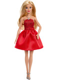  Poupée Barbie mode fête rubis pour le 80e anniversaire en robe rouge 