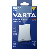 VARTA Energy 10000 Lithium Polymère (LiPo) 10000 mAh Noir, Blanc, Powerbank Blanc, 10000 mAh, Lithium Polymère (LiPo), 3,7 V, Noir, Blanc