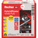 fischer Cheville à tige longue HybridPower 10x90 FUS Rouge/gris
