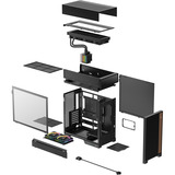 DeepCool CL6600 boîtier midi tower Noir/bois | 2x USB-A | 1x USB-C | RGB | Verre Trempé