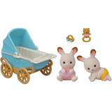 EPOCH Sylvanian Families - Jumeaux Lapins en Chocolat avec Poussette, Jouets de construction 