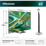 Hisense ULED 65E8S MiniLED 65" 4K Ultra HD TV QLED Noir/gris foncé, 165,1 cm (65"), 3840 x 2160 pixels, ULED, Smart TV, Wifi, Noir