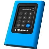 Kingston IronKey 7680GB Vault Privacy 80 XTS-AES 256-bit Encrypted External SSD Bleu/Noir, 7,68 To, USB Type-C, 3.2 Gen 1 (3.1 Gen 1), 230 Mo/s, Protection par mot de passe, Bleu