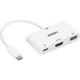 Lindy Convertisseur USB 3.2 Type C vers HDMI avec port USB Type A et Power Delivery, Hub USB Blanc, 3840 x 2160 pixels