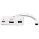 Lindy Convertisseur USB 3.2 Type C vers HDMI avec port USB Type A et Power Delivery, Hub USB Blanc, 3840 x 2160 pixels