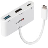 Lindy Convertisseur USB 3.2 Type C vers HDMI avec port USB Type A et Power Delivery, Hub USB Blanc, 3840 x 2160 pixels