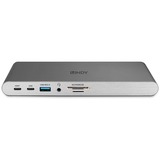 Lindy DST-Pro 5K XT, Docking Station USB-C pour Laptop avec trois écrans (4K) ou un écran (5K) & Power Delivery 100W, Station d'accueil Argent, Docking Station USB-C pour Laptop avec trois écrans (4K) ou un écran (5K) & Power Delivery 100W, Avec fil, USB 3.2 Gen 1 (3.1 Gen 1) Type-C, 100 W, 10,100,1000 Mbit/s, Argent, MicroSD (TransFlash), SD