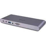 Lindy DST-Pro 5K XT, Docking Station USB-C pour Laptop avec trois écrans (4K) ou un écran (5K) & Power Delivery 100W, Station d'accueil Argent, Docking Station USB-C pour Laptop avec trois écrans (4K) ou un écran (5K) & Power Delivery 100W, Avec fil, USB 3.2 Gen 1 (3.1 Gen 1) Type-C, 100 W, 10,100,1000 Mbit/s, Argent, MicroSD (TransFlash), SD