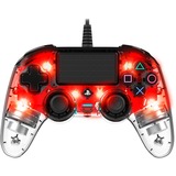 Nacon Manette filaire compacte pour Playstation 4, Manette de jeu Transparent/Rouge, Manette de jeu, PlayStation 4, Touche Partage, Analogique/Numérique, Rouge, Avec fil