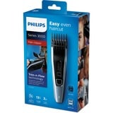 Philips 3000 series Tondeuse à cheveux, lames en inox Argent, lames en inox, Noir, Bleu, 0,5 mm, 2,3 cm, 4,1 cm, Acier inoxydable, AC/Batterie