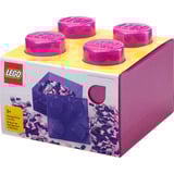 Room Copenhagen Brique de rangement LEGO 4 Couvercle supérieur pailleté, Boîte de rangement rose fuchsia/transparent