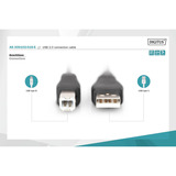 Digitus Câble de connexion USB 2.0 USB-A (connecteur) > USB-B (connecteur) Noir