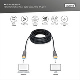 Digitus Câble hybride à fibre optique HDMI AOC, UHD 4K Noir