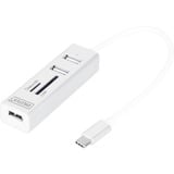 Digitus Hub USB Type-C OTG 3 ports + lecteur de cartes Blanc