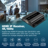 Digitus Récepteur HDMI IP, 4K/60Hz, Extension HDMI Noir