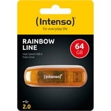 Intenso Rainbow Line lecteur USB flash 64 Go USB Type-A 2.0 Orange, Clé USB Orange, 64 Go, USB Type-A, 2.0, 28 Mo/s, Casquette, Orange