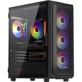 Krux  boîtier midi tower Noir | 3x USB-A | RGB | Verre Trempé