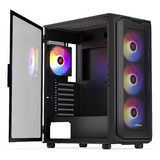 Krux  boîtier midi tower Noir | 3x USB-A | RGB | Verre Trempé