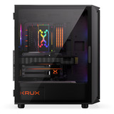Krux  boîtier midi tower Noir | 3x USB-A | RGB | Verre Trempé