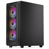 Krux  boîtier midi tower Noir | 3x USB-A | RGB | Verre Trempé