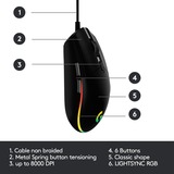 Logitech G203 LIGHTSYNC, Souris gaming Noir, 200 - 8000 dpi, LED RGB