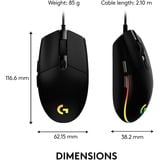 Logitech G203 LIGHTSYNC, Souris gaming Noir, 200 - 8000 dpi, LED RGB