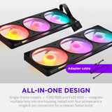 NZXT F420 RGB ventilateurs de boîtier Noir, 3 pièces, 420 x 140 x 25 mm, PWM