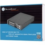 SilverStone SST-FS202B Boîtier de disques de stockage 2.5" Boîtier disque dur/SSD Noir, Cadrage Noir, 2.5", SAS, SATA, SATA, Boîtier disque dur/SSD, Noir, Aluminium