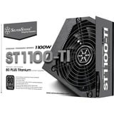 SilverStone SST-ST1100-TI v2.0 alimentation  modulaire 1100 watt Noir, 8x PCIe, 1100 W, 90 - 264 V, 1200 W, 47 - 63 Hz, Actif, 120 W