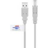 goobay USB AB 500 HiSpeedCert 2.0 5m câble USB USB A USB B Gris Gris, 5 m, USB A, USB B, Mâle/Mâle, Gris