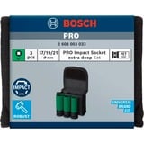 Bosch Set d'embouts à douille d'impact PRO 1/2", 3 pièces, Clés mixtes à cliquet Noir