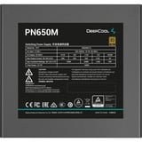 DeepCool PN650M alimentation modulaire 650 watt Noir, 3x PCIe, 3x PCIe, 1x 12VHPWR, Gestion des câbles