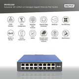 Digitus Gigabit Ethernet PoE industriel géré L2 16+2 ports, Switch 