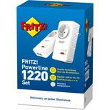 FRITZ! FRITZ!Powerline 1220 Set Powerline 1220 Set, 1200 Mbit/s, Type F, Gigabit Ethernet, 10,100,1000 Mbit/s, 3 W, 1 W
