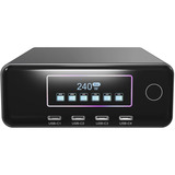 ICY BOX Diamond Charge 2401 chargeur GaN avec écran LCD-TFT Noir, 4x USB-C, 2x USB-A