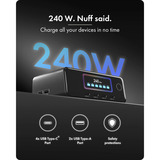 ICY BOX Diamond Charge 2401 chargeur GaN avec écran LCD-TFT Noir, 4x USB-C, 2x USB-A
