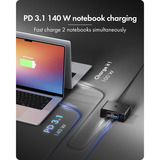 ICY BOX Diamond Charge 2401 chargeur GaN avec écran LCD-TFT Noir, 4x USB-C, 2x USB-A