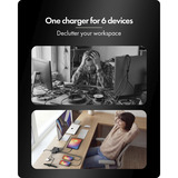 ICY BOX Diamond Charge 2401 chargeur GaN avec écran LCD-TFT Noir, 4x USB-C, 2x USB-A