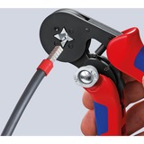 KNIPEX Pince à sertir auto-ajustable pour embouts de câble 97 53 04 Rouge/Bleu, avec accès latéral