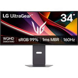 LG UltraGear 34G600A-B 34" Moniteur UltraWide gaming incurvé Noir, 1x DisplayPort, 2x HDMI, 160 Hz, 86,4 cm (34"), 3440 x 1440 pixels, Wide Quad HD, LCD, 5 ms, Noir