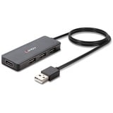 Lindy Hub USB 2.0 4 ports USB 2.0, USB 2.0, 480 Mbit/s, Noir, Plastique, Câble rond