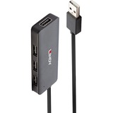 Lindy Hub USB 2.0 4 ports USB 2.0, USB 2.0, 480 Mbit/s, Noir, Plastique, Câble rond