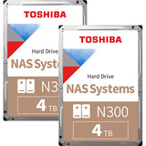 UGREEN DXP2800 Bundle avec 2x Toshiba N300 4 TB (MN10ADA400ES), NAS Gris/Noir