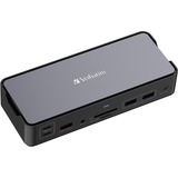 Verbatim CDS-15 Avec fil USB 3.2 Gen 1 (3.1 Gen 1) Type-C Noir, Gris, Station d'accueil Aluminium/Noir, Avec fil, USB 3.2 Gen 1 (3.1 Gen 1) Type-C, 100 W, 3,5 mm, 1000 Mbit/s, Noir, Gris