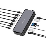 Verbatim CDS-15 Avec fil USB 3.2 Gen 1 (3.1 Gen 1) Type-C Noir, Gris, Station d'accueil Aluminium/Noir, Avec fil, USB 3.2 Gen 1 (3.1 Gen 1) Type-C, 100 W, 3,5 mm, 1000 Mbit/s, Noir, Gris