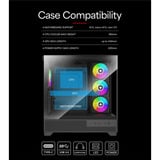 Xilence Flare X909.ARGB boîtier midi tower Noir | 2x USB-A | 1x USB-C | RGB | Verre Trempé