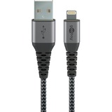goobay Lightning > Câble textile USB-A avec connecteurs métalliques Gris/Argent, 0,5 mètre
